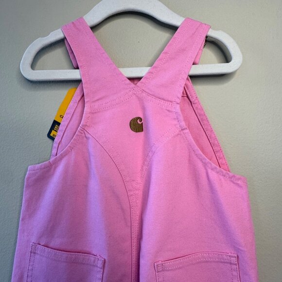 CARHARTT Pink Overalls Girls 3T 3 NWT Loose Fit Canvas Bib Overall Toddler NEW - Picture 4 of 9